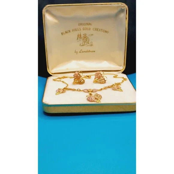 Landstrom BLACK HILLS GOLD Necklace and Earrings 10K-12K - Picture 3 of 16